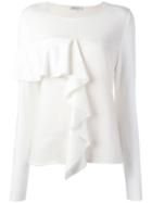 Dondup Ruffled Detailing Knit Blouse, Women's, Size: Medium, Nude/neutrals, Wool/viscose/polyamide/spandex/elastane
