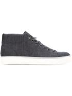 Lanvin Lace-up Hi-top Sneakers, Men's, Size: 7, Blue, Cotton/rubber/leather