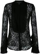 Christian Pellizzari Sheer Lace Bib Shirt, Women's, Size: 44, Black, Polyamide/polyester/viscose