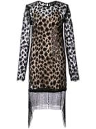 Alexander Wang Leopard Lace Long Sleeve Dress - Black