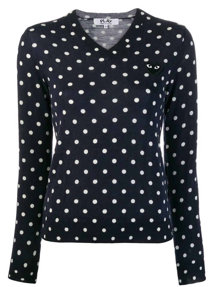 Comme Des Garçons Play Polka-dot Knit Sweater - Blue