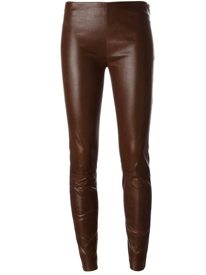 Jitrois Skinny Leather Pants, Women's, Size: 36, Brown, Lamb Skin/cotton/spandex/elastane