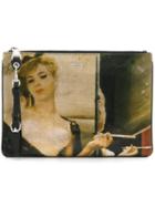 Moschino Work Of Art Print Clutch - Green