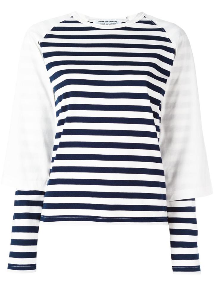 Comme Des Garçons Striped T-shirt, Women's, Size: Small, White, Cotton