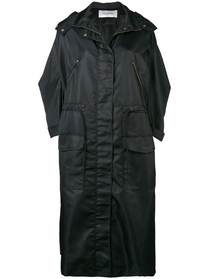Valentino Oversized Embellished Back Coat - Black