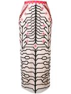 Temperley London Embroidered Fitted Waist Straight Skirt - Pink &