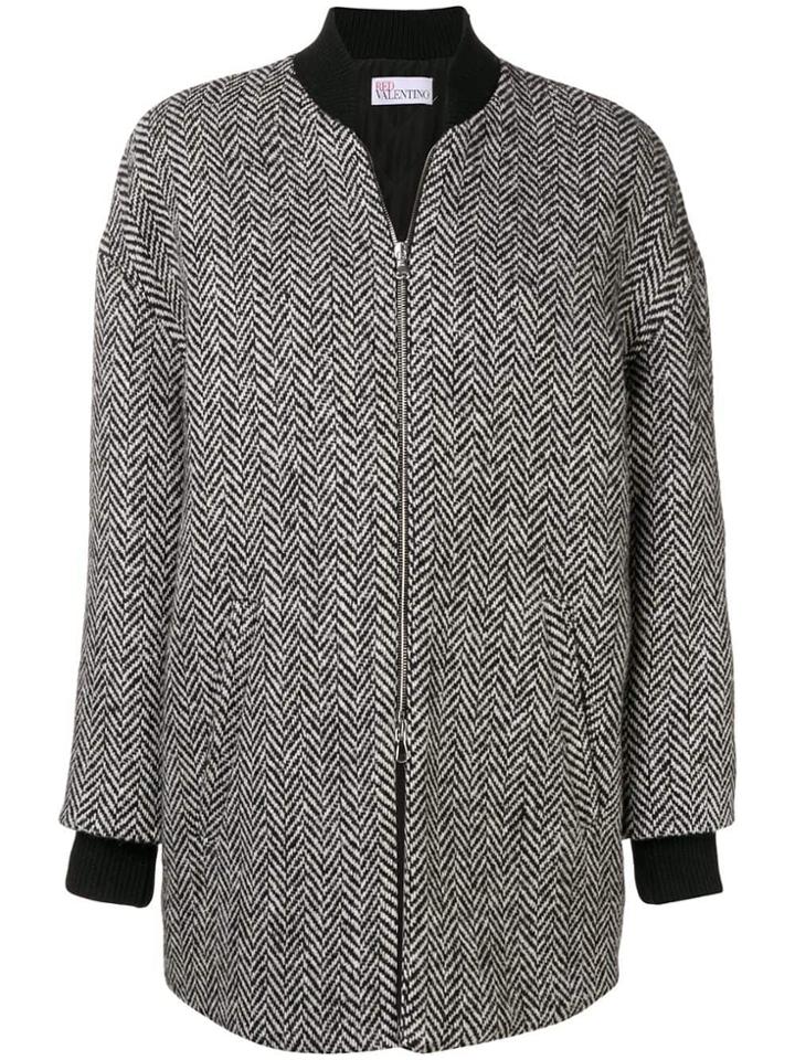 Red Valentino Back Printed Bomber Jacket - Black