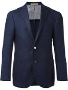 Corneliani Two Button Blazer, Men's, Size: 54, Blue, Virgin Wool/linen/flax/cupro/viscose