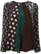 Lanvin Patchwork Pattern Blouse, Women's, Size: 38, Green, Silk
