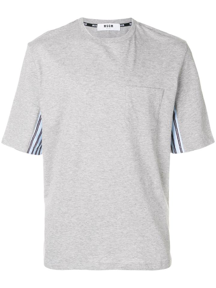 Msgm Stripe Panel T-shirt - Grey
