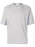 Msgm Stripe Panel T-shirt - Grey