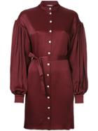 Osman Tie Waist Shirt Dress - Red