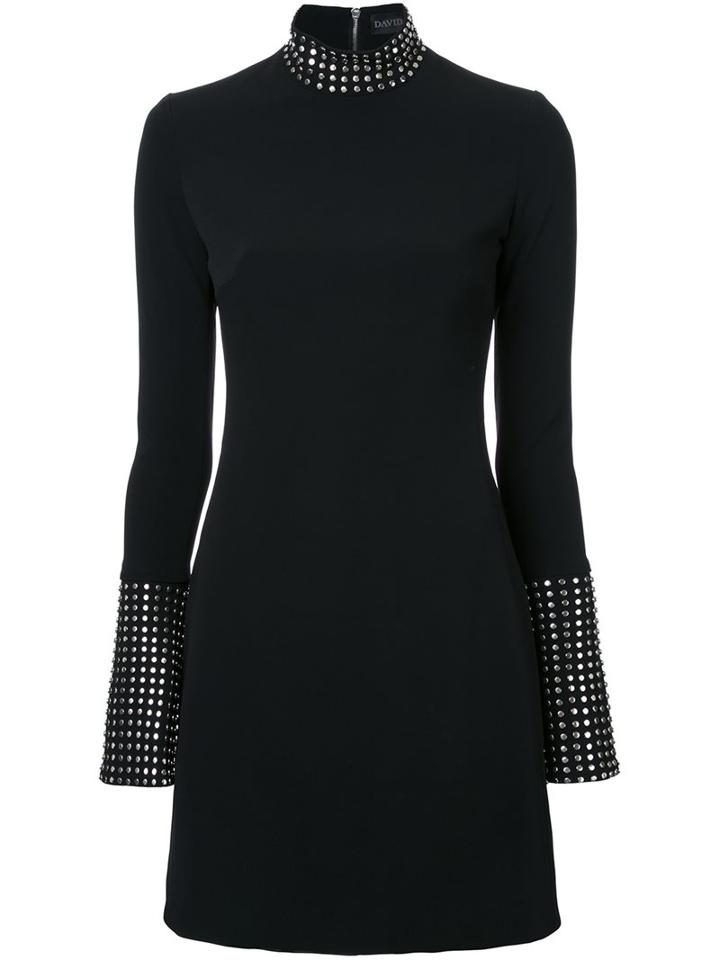 David Koma Studded Collar And Cuffs Dress, Women's, Size: 8, Black, Spandex/elastane/acetate/viscose