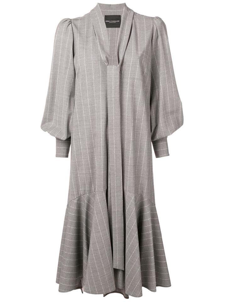 Erika Cavallini Pinstriped Fluted Hem Dress - Grey