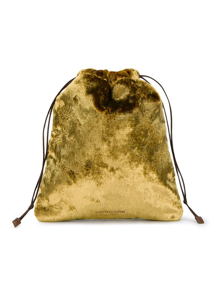 Miu Miu Gold Velvet Drawstring Pouch - Yellow & Orange