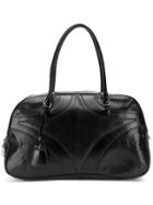 Prada Vintage 2000's Perforated Bowling Bag - Black