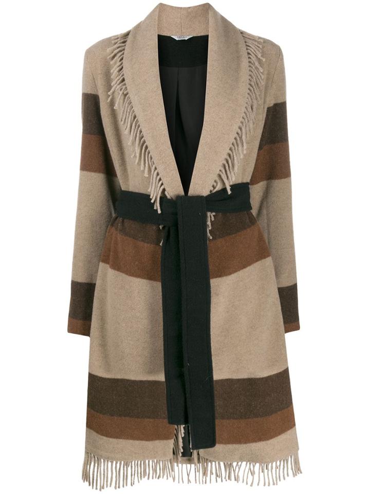 Liu Jo Fringed Block Knit Cardigan - Brown