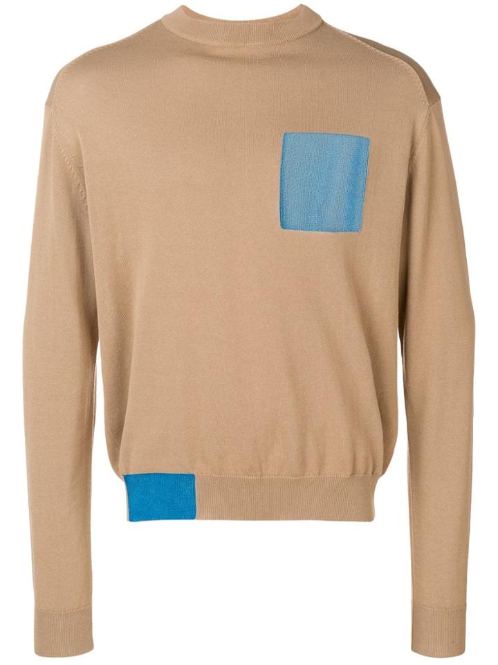 Oamc Contrast Panel Sweater - Neutrals
