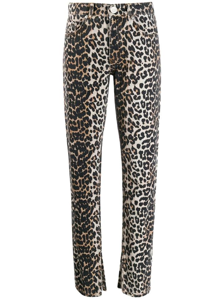 Ganni Leopard Slim-fit Jeans - Neutrals