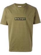 Palm Angels Logo Print T-shirt, Men's, Size: Medium, Green, Cotton/spandex/elastane