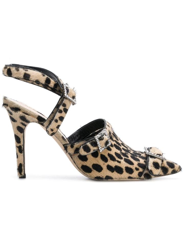 Christopher Kane Crystal Buckle Calf Hair High Heel - Brown