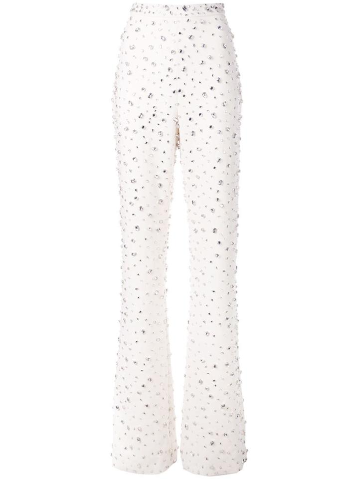 Christian Siriano Embellished Bell-bottom Trousers - White