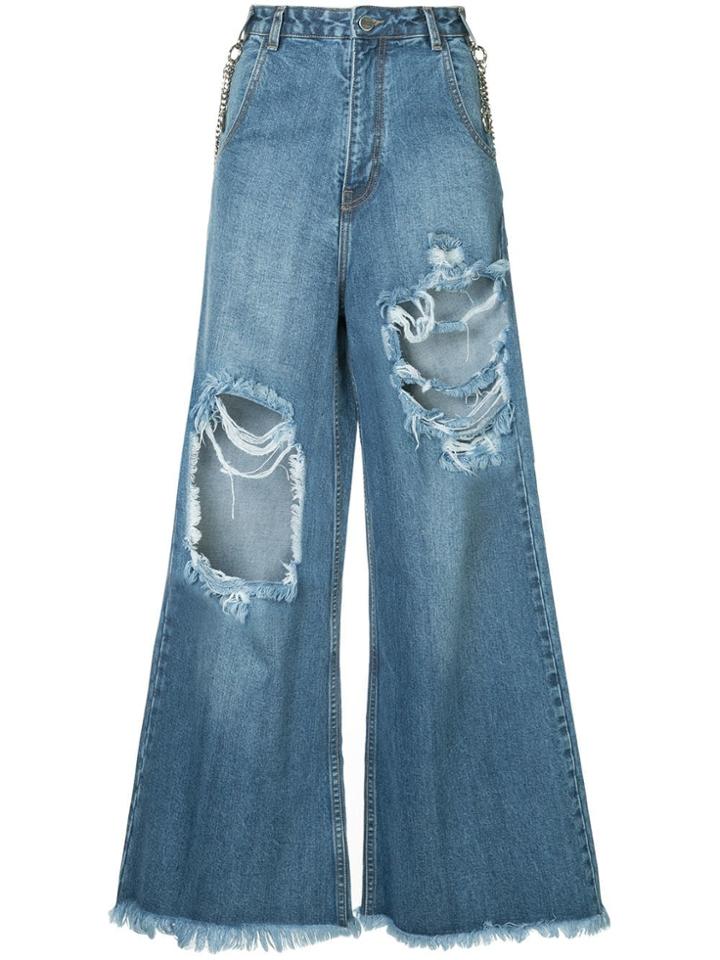 Pony Stone Wide Leg Jeans - Blue