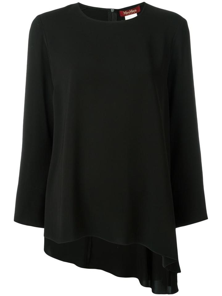 Max Mara - Elongated Tail Blouse - Women - Polyester/triacetate - 48, Black, Polyester/triacetate