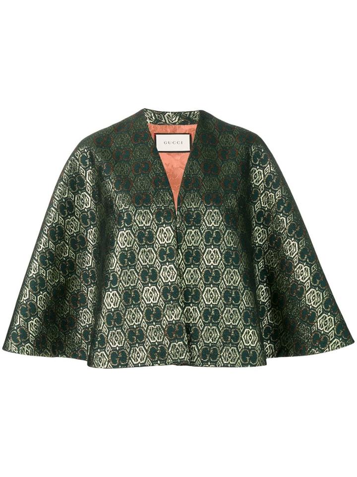 Gucci Gg Jacquard Logo Cape - Green