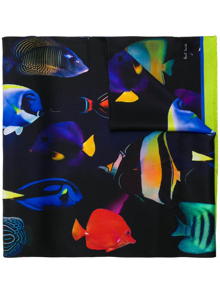 Paul Smith Tropical Fish Print Scarf - Black
