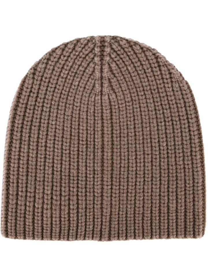 Eleventy Ribbed Knit Beanie, Men's, Brown, Virgin Wool