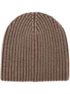 Eleventy Ribbed Knit Beanie, Men's, Brown, Virgin Wool