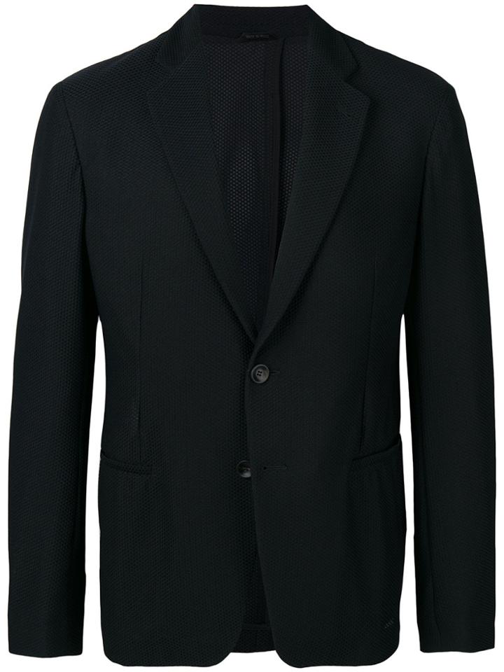 Giorgio Armani Textured Single-breasted Blazer - Black