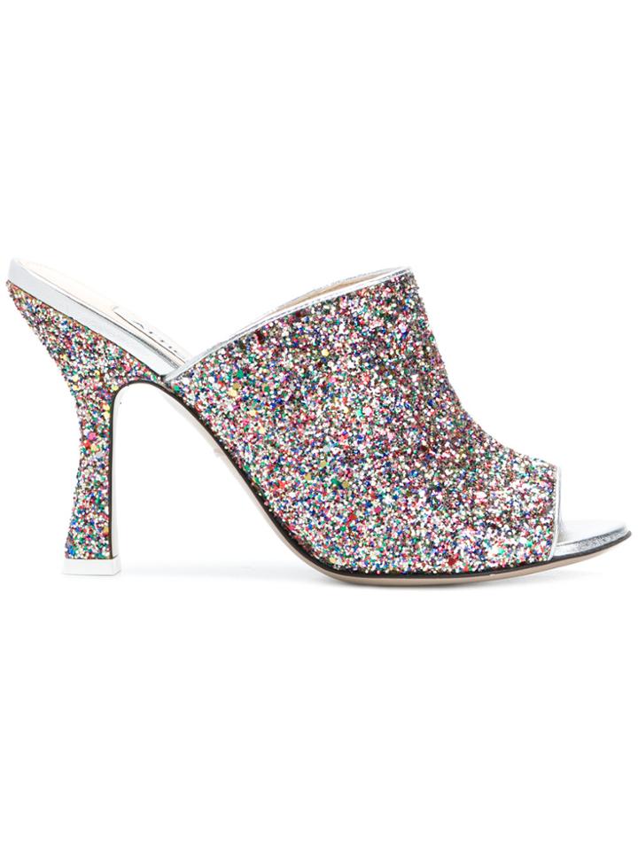 Attico Glitter Mules - Metallic