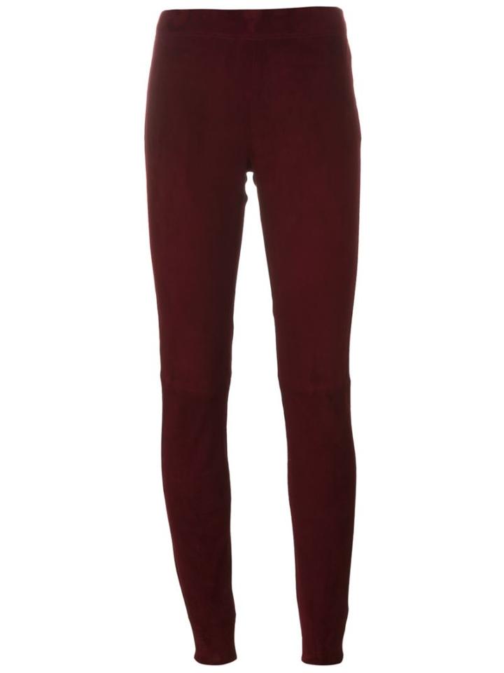 Joseph High-waisted Leggings, Women's, Size: 36, Red, Lamb Skin/cotton/spandex/elastane