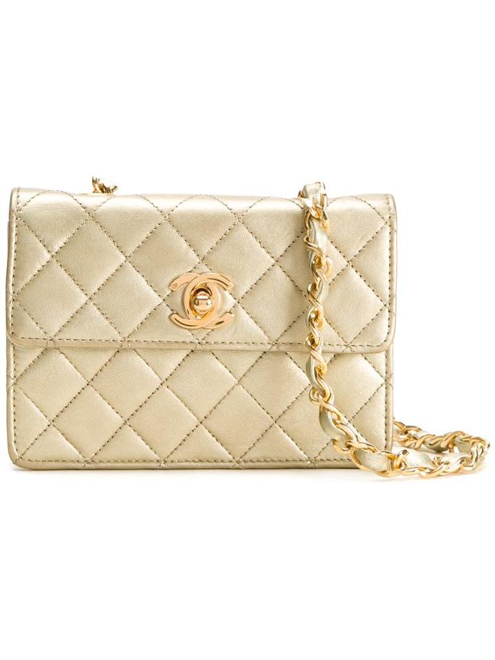 Chanel Vintage Mini Flap Crossbody Bag, Women's, Grey