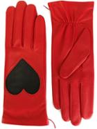 Christopher Kane Love Heart Applique Gloves, Women's, Size: L, Red, Silk/leather