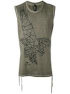 Tom Rebl Eagle Print Sleeveless T-shirt, Men's, Size: Medium, Green, Cotton