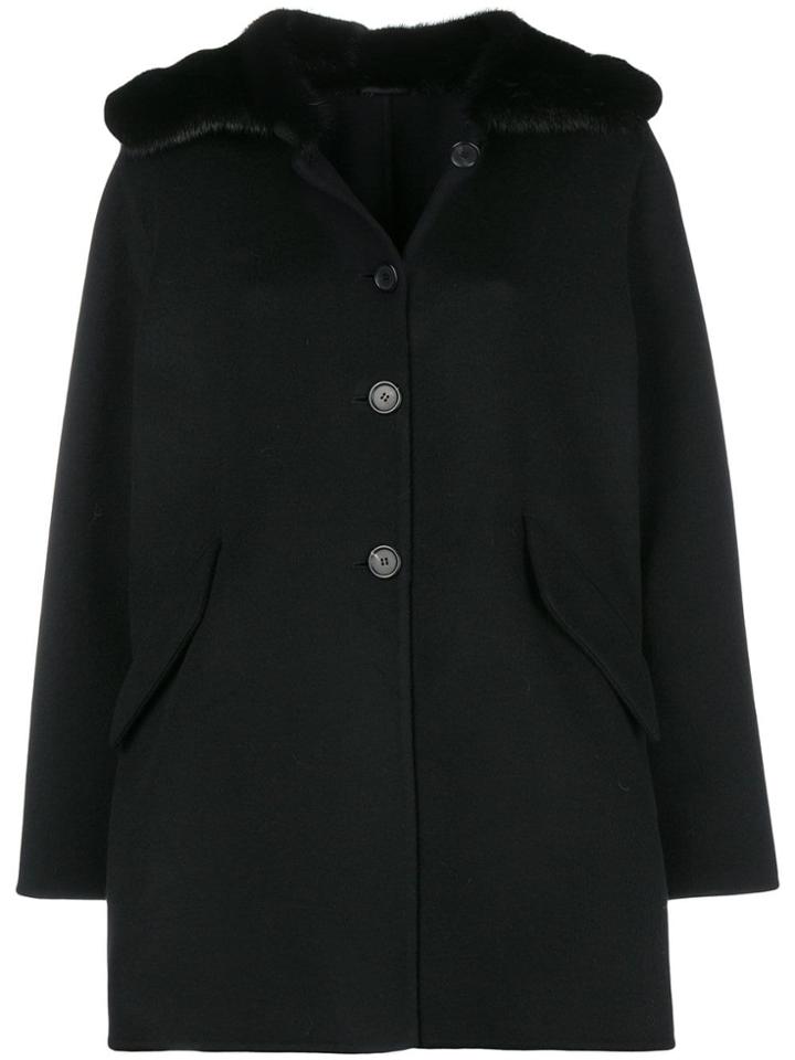 Ermanno Scervino Contrast Collar Coat - Black