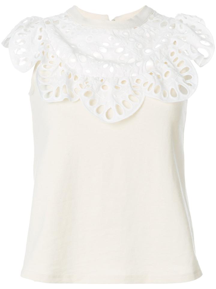 See By Chloé Scalloped-collar Top - Nude & Neutrals