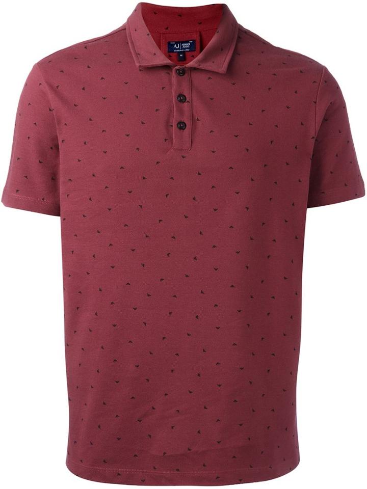 Armani Jeans Polka Dots Polo Shirt, Men's, Size: Large, Red, Cotton