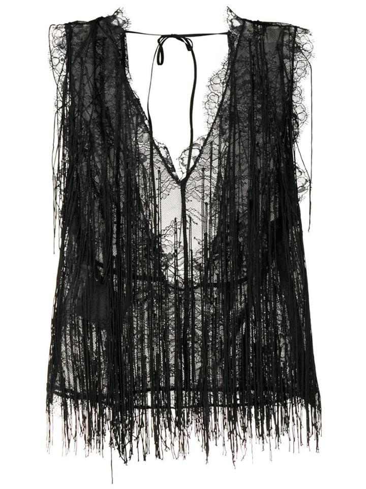 Alberta Ferretti Lace Pattern Top - Black
