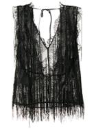 Alberta Ferretti Lace Pattern Top - Black