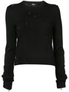 Yang Li - Distressed Knit Jumper - Women - Wool - 40, Black, Wool