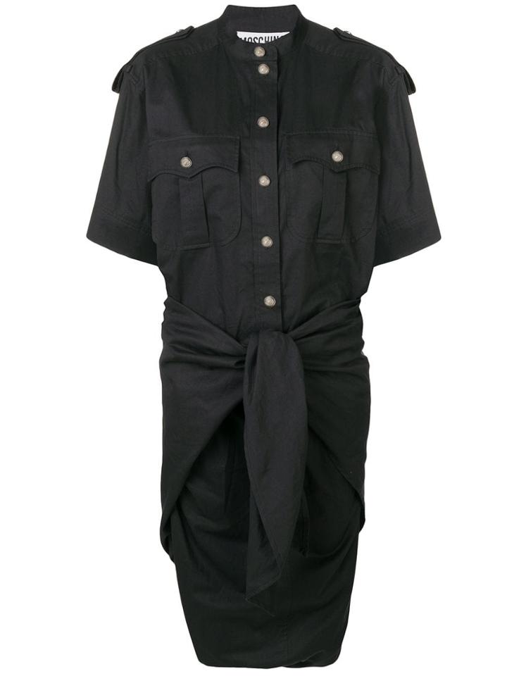 Moschino Vintage 1990's Tied Waist Shirt Dress - Black