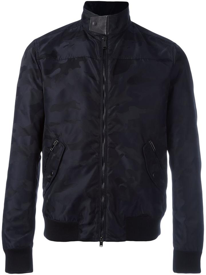 Valentino 'rockstud' Camouflage Bomber Jacket, Men's, Size: 54, Blue, Sheep Skin/shearling/polyamide/polyester