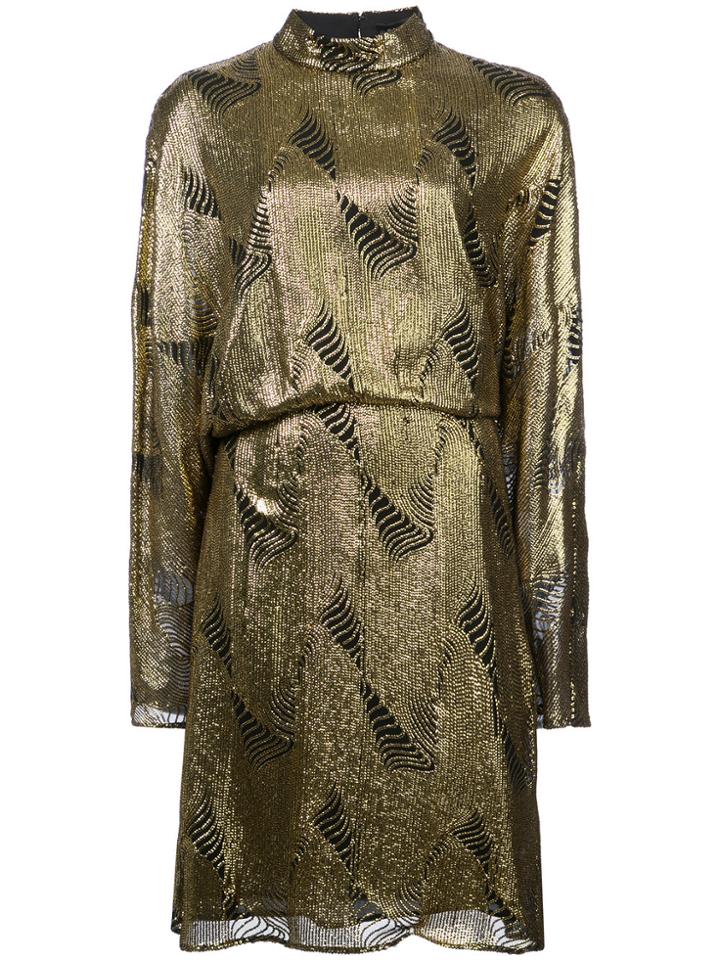 Sally Lapointe Metallic Cut-out Shift Dress