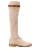 Ermanno Scervino Buckle Strap Knee High Boots - Neutrals