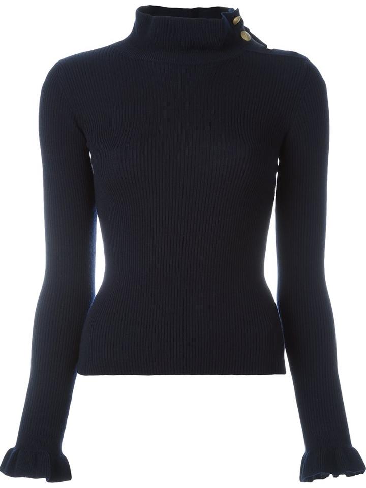 Red Valentino Ribbed Jumper, Women's, Size: Large, Blue, Virgin Wool