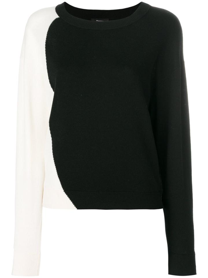 Theory Contrast Knit Jumper - Black